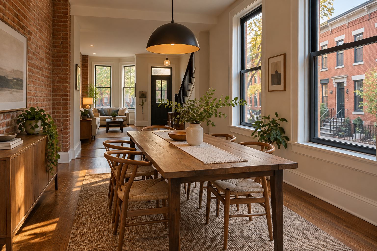 A renovated Philadelphia rowhome dining room, illustrative